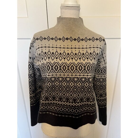 JOIE Sweaters - NWOT Joie Womens Medium Gray Black Mock Neck Fair Isle Soft Pullover Sweater
